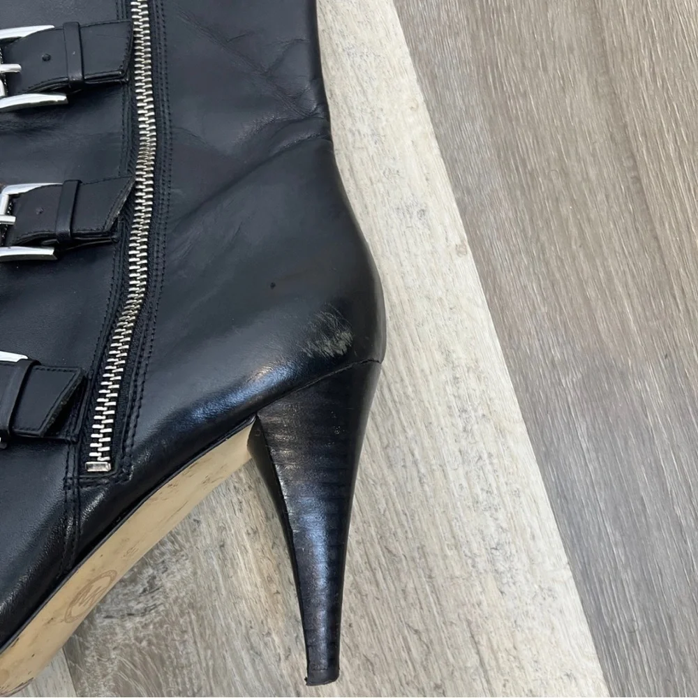 BLACK Triple Buckle Heeled Booties